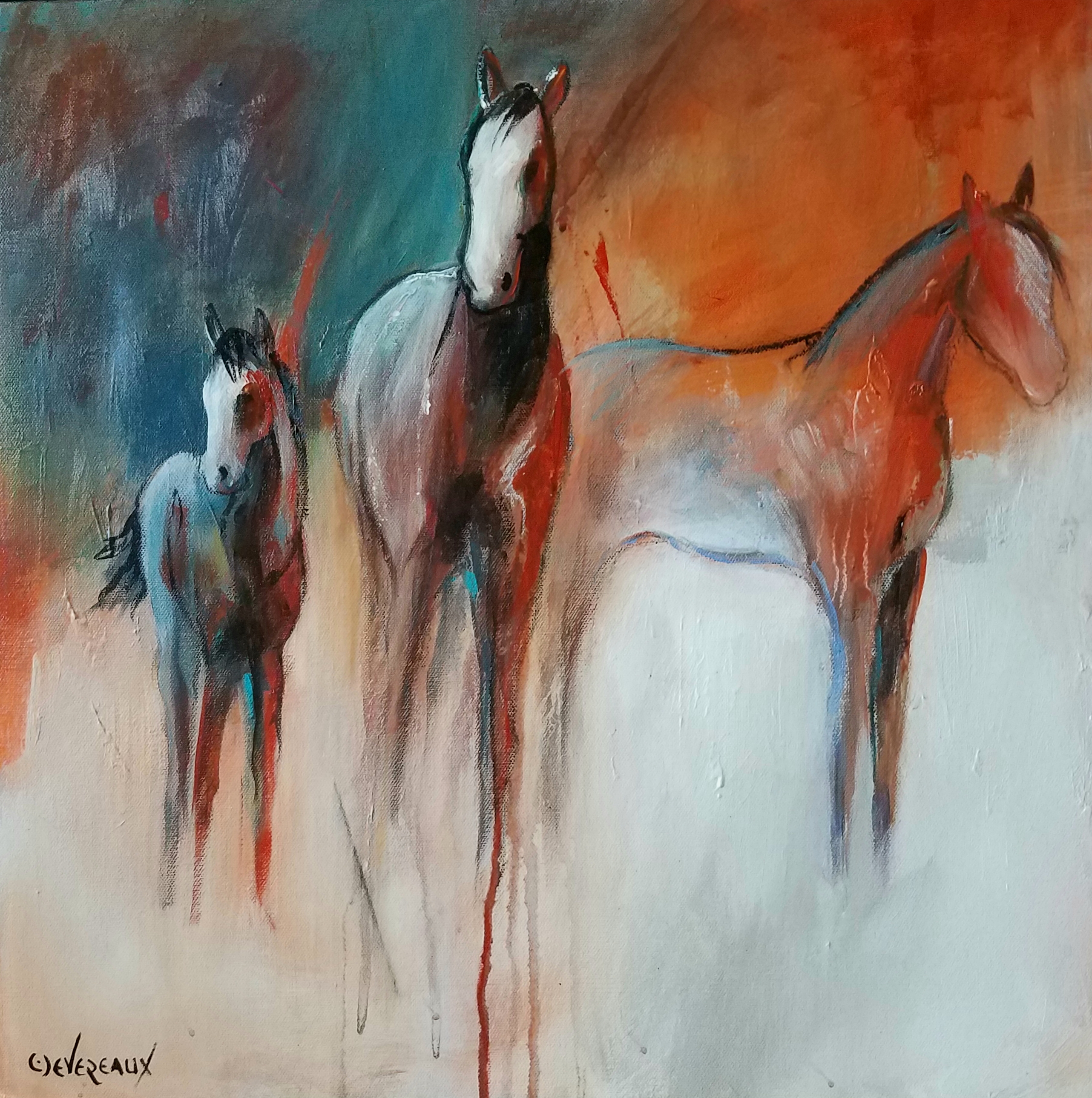 'Orange Glow' original acrylic horse painting by Cher Devereaux