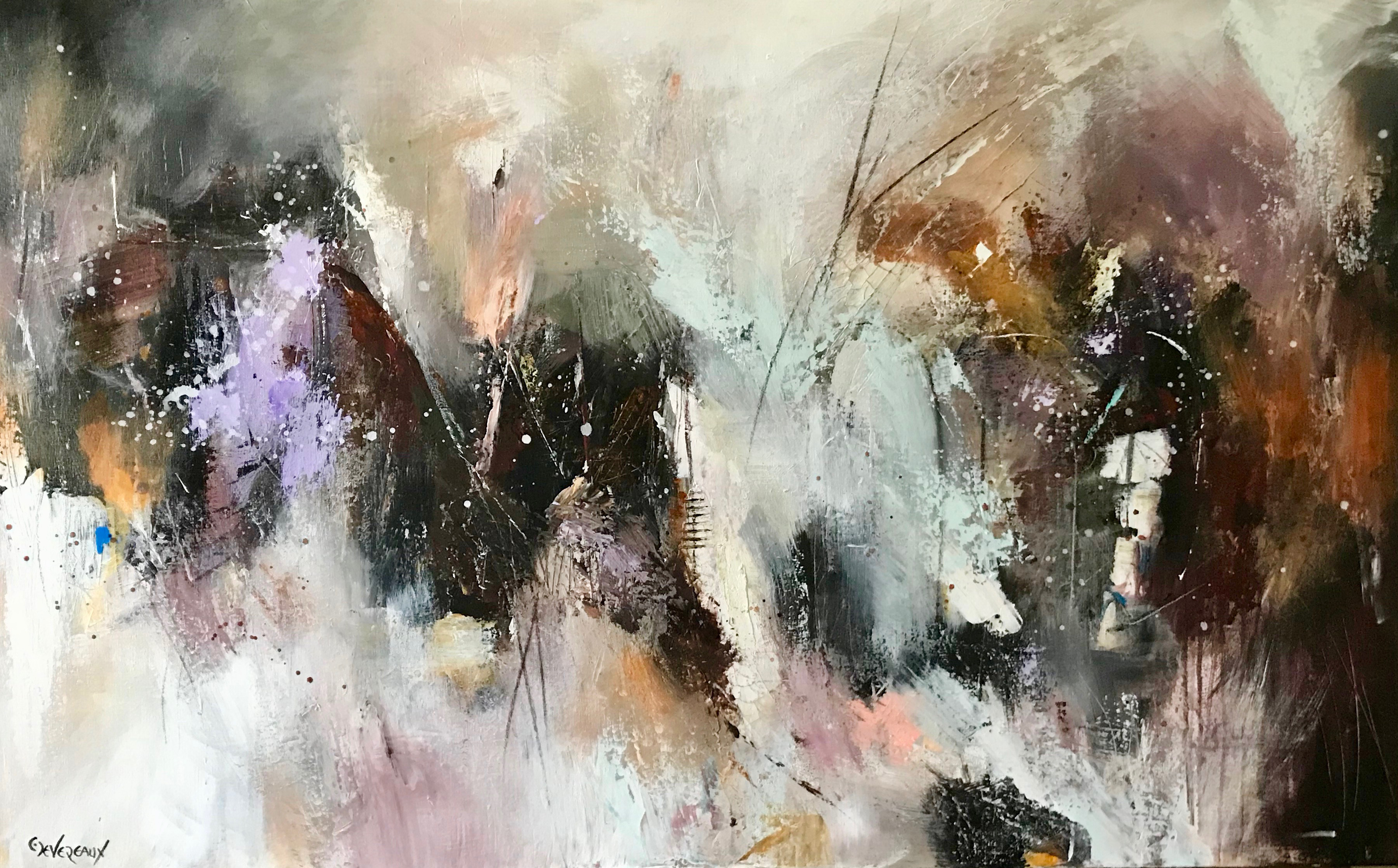'Dance In the River' 30x48 in  contemporary modern contemporary abstract painting by Cher Devereaux on stretched canvas.