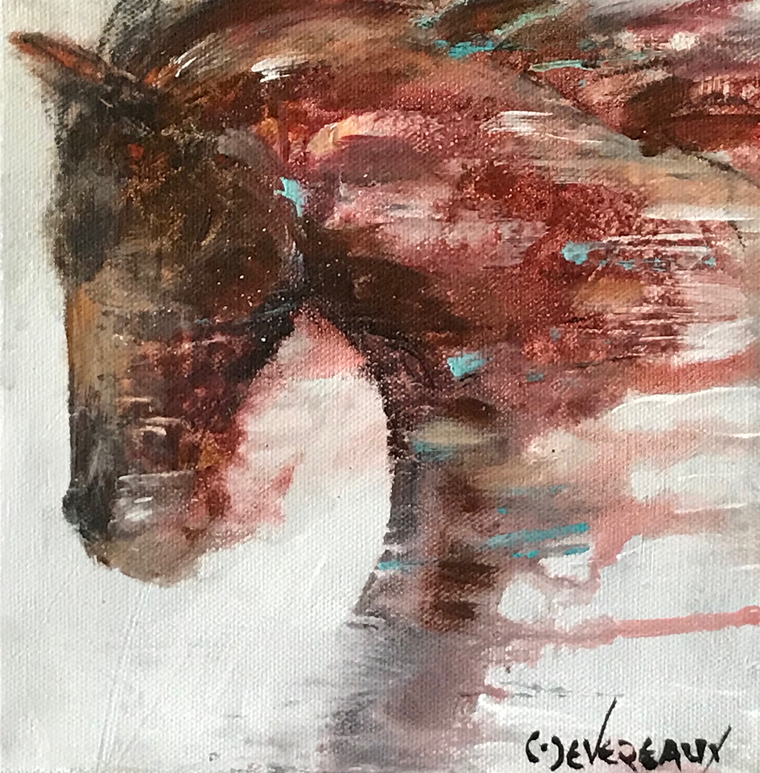 'Small 101' 8x8 Contemporary Modern Equine Horse Painting by Cher Devereaux on stretched canvas