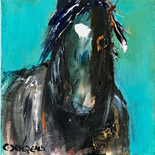 'Small 103' 8x8 Contemporary Modern Equine Horse Painting by Cher Devereaux on stretched canvas