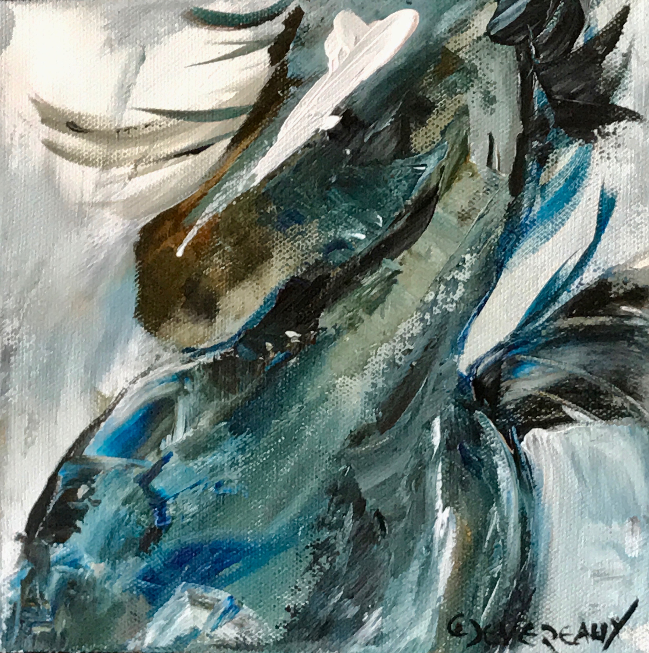 'Small 104' 8x8 Contemporary Modern Equine Horse Painting by Cher Devereaux on stretched canvas