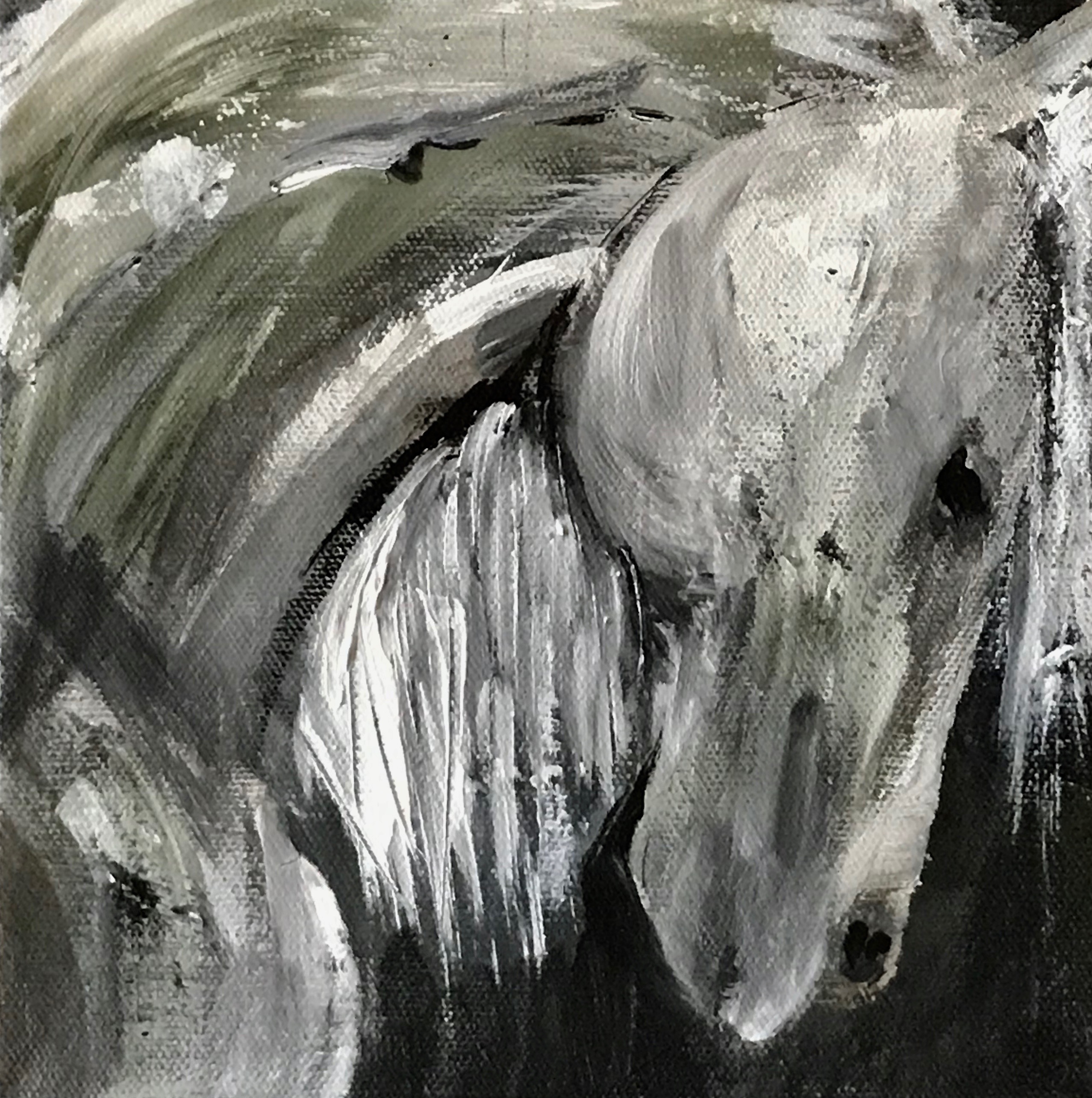 'Small 107' 8x8 Contemporary Modern Equine Horse Painting by Cher Devereaux on stretched canvas