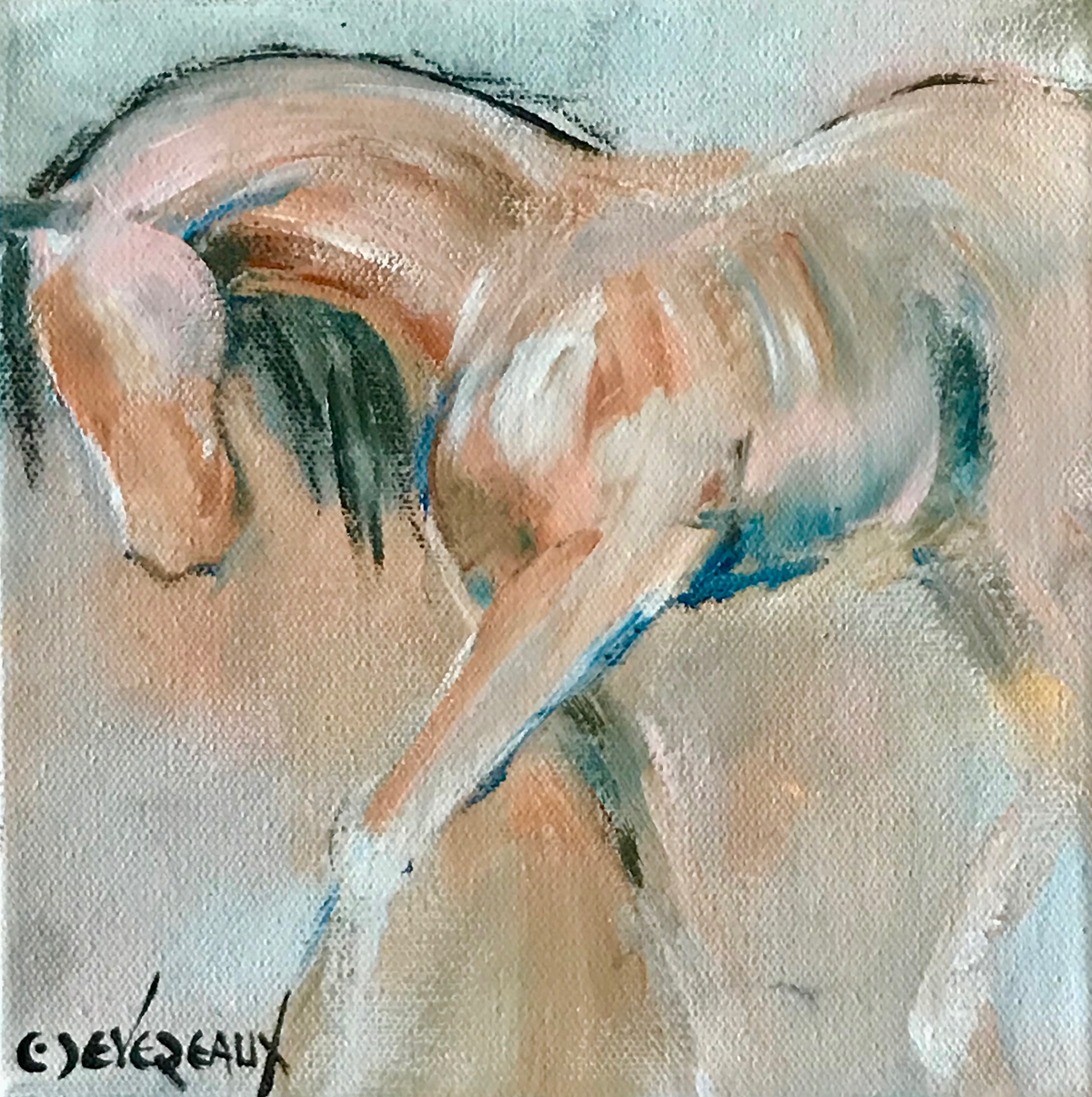 'Small 108' 8x8 Contemporary Modern Equine Horse Painting by Cher Devereaux on stretched canvas