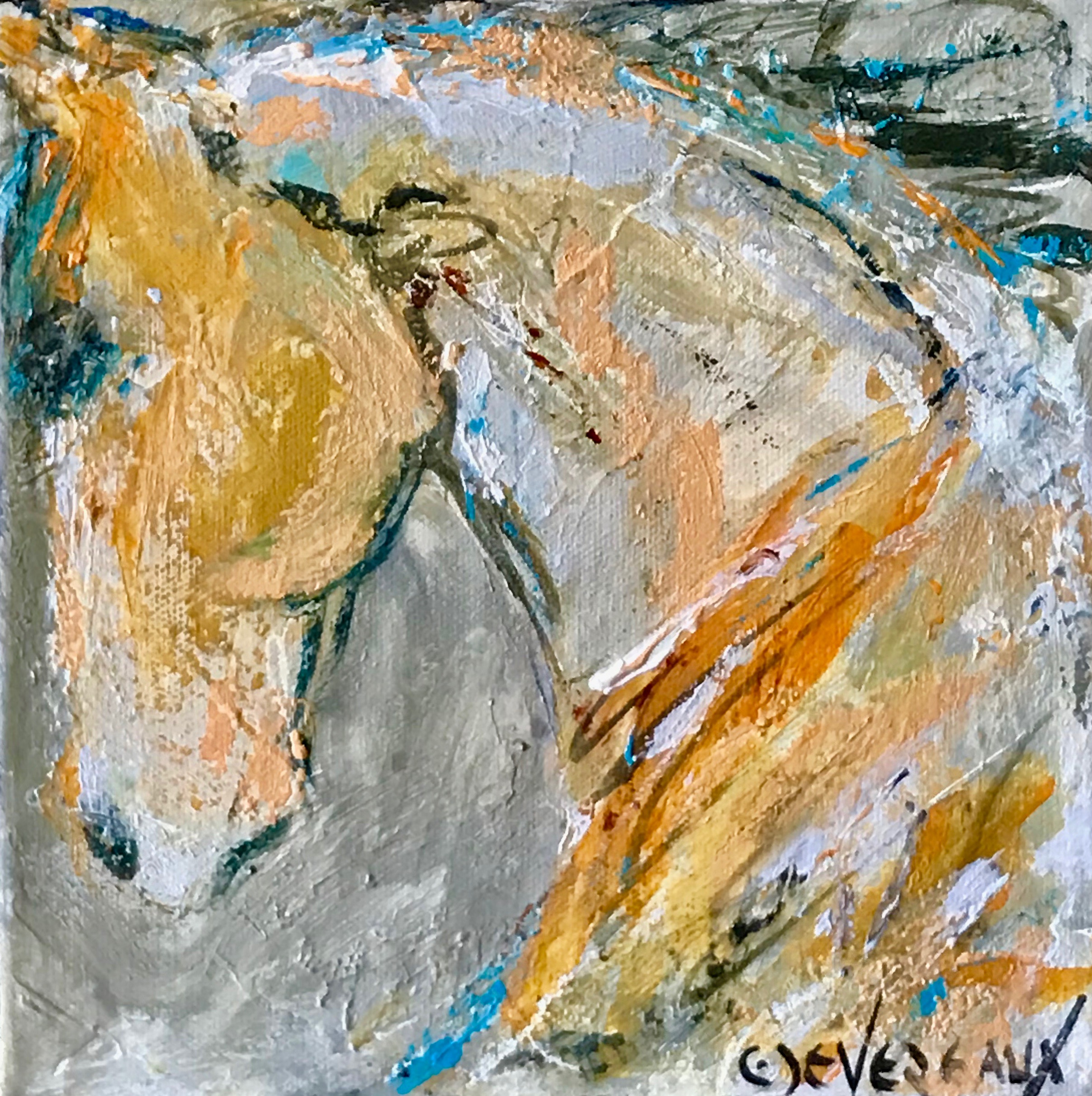'Small 111' 8x8 Contemporary Modern Equine Horse Painting by Cher Devereaux on stretched canvas