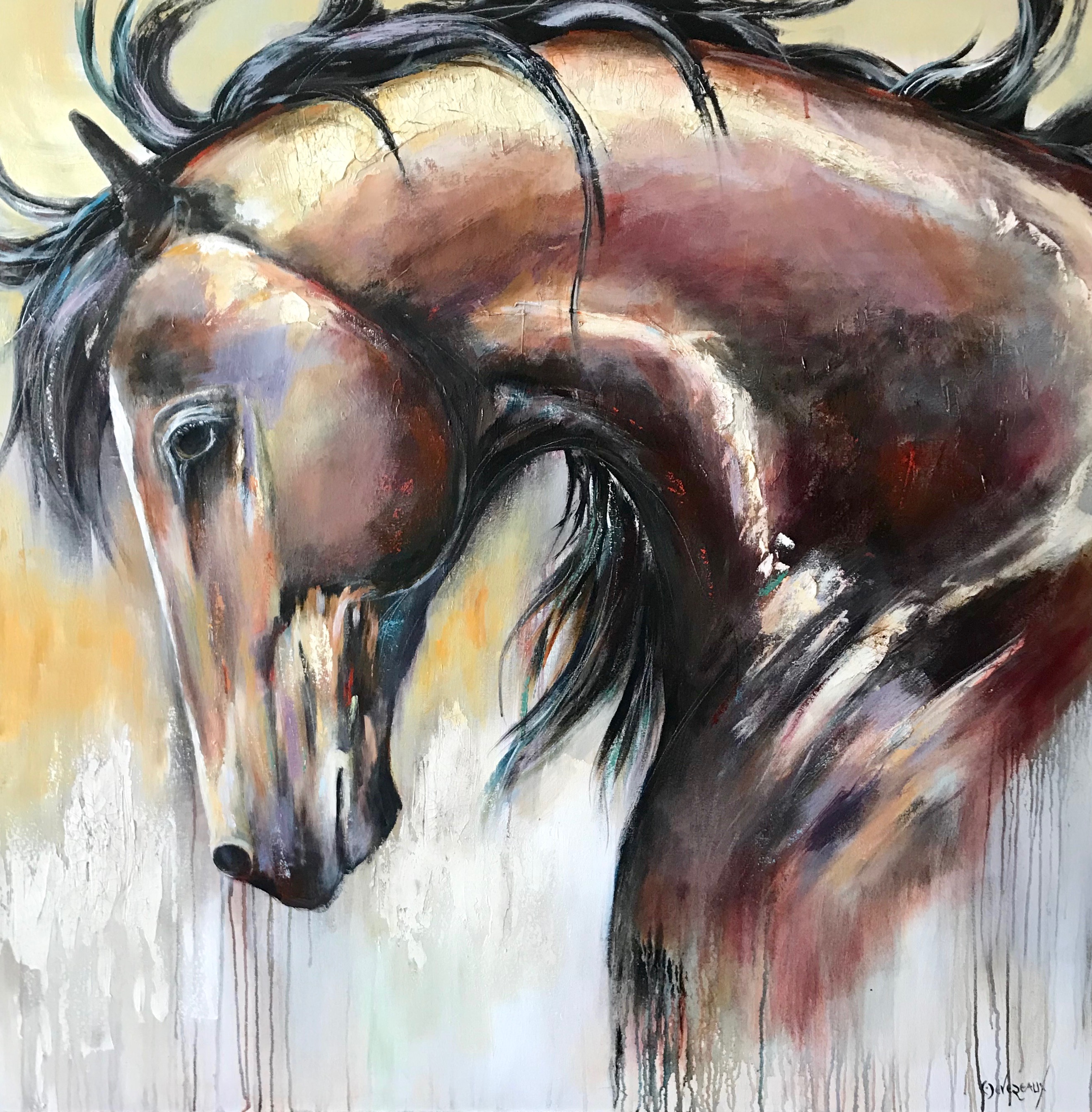 'Regal' 48x48 contemporary equine horse painting by Cher Devereaux